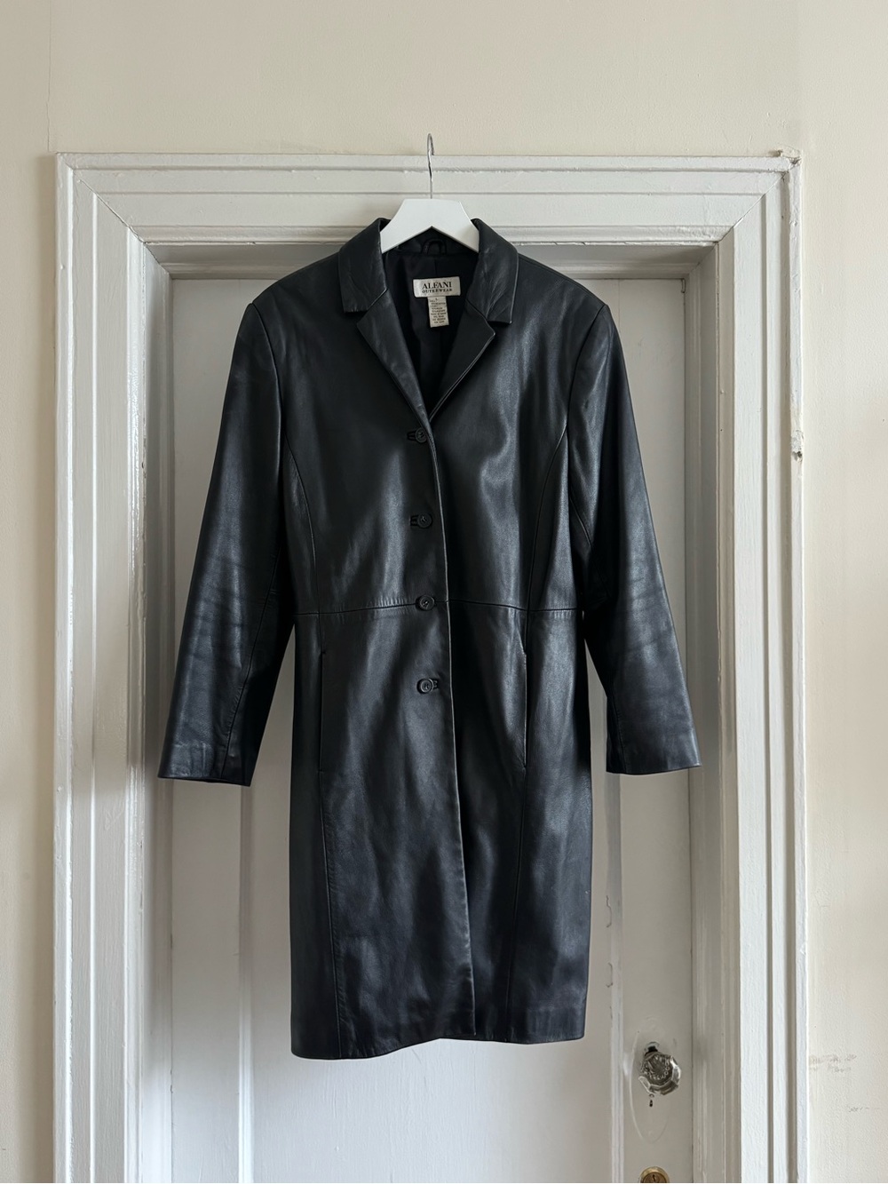Alfani Black Leather Long Coat